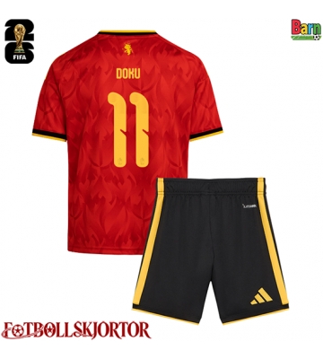 Belgien Jeremy Doku #11 Hemmakläder Barn VM 2026 Kortärmad (+ Korta byxor)